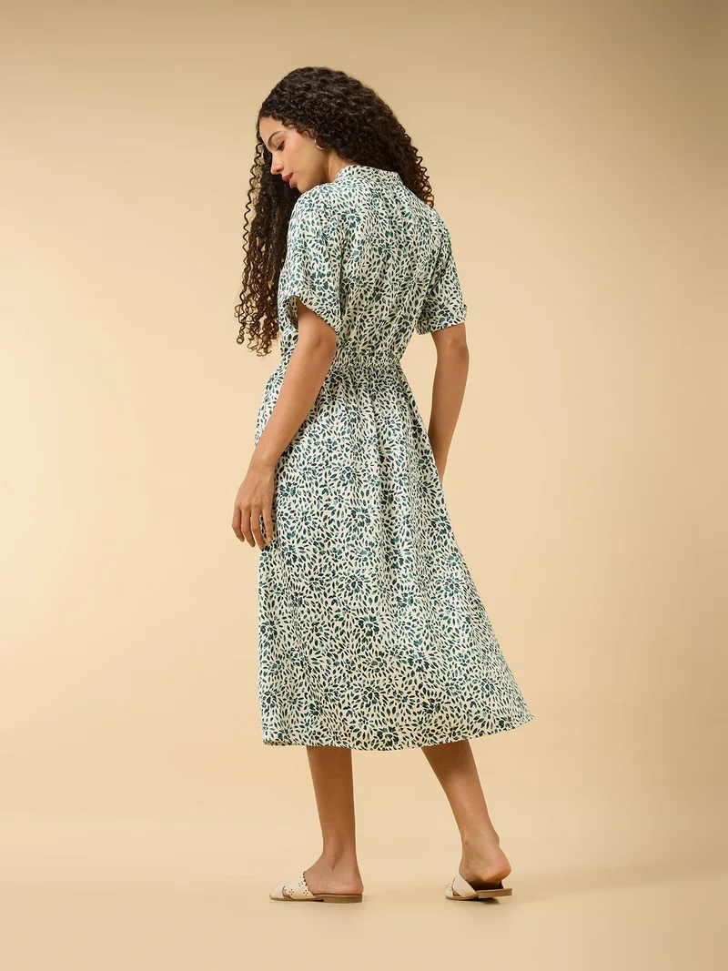 Outzidr  Multi Half Sleeved Buttondown Dress for Women | Best Price UAE